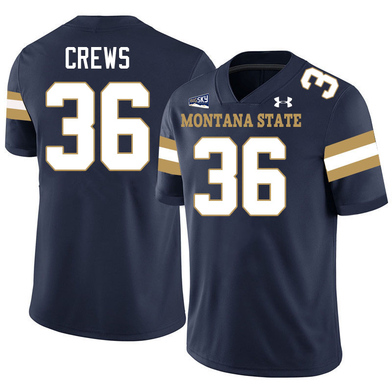 Montana State Bobcats #36 Zac Crews College Football Jerseys,Uniforms Stitched-Navy